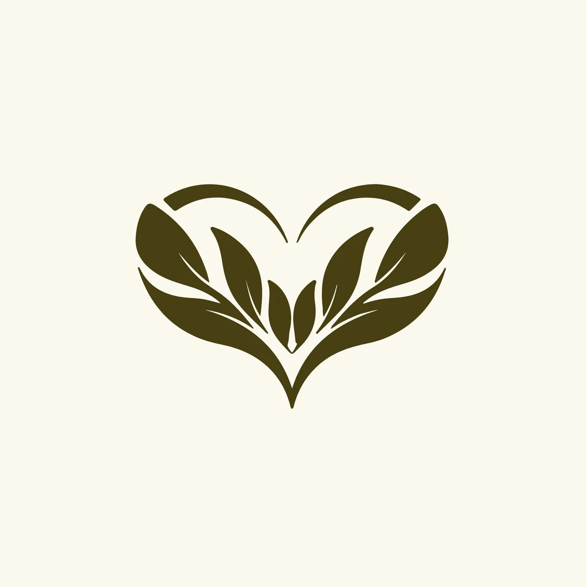 The leaf-heart brandmark on cream